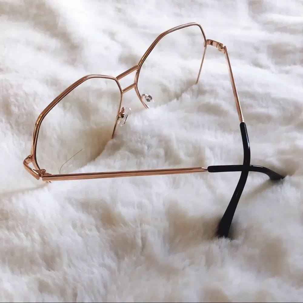 Peyton Rose Gold Hexagon Clear Sunglasses